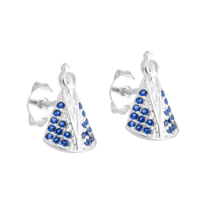 Brinco Religioso Nossa Senhora com Zircônias Azuis em Prata 925