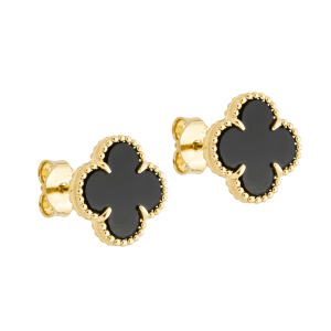 Brinco Dourado de Trevo Preto