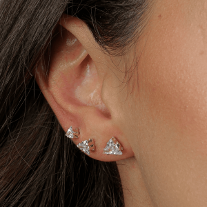 Trio Dourado de Triangulo Ponto de Luz em Zircônia