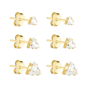 Trio Dourado de Triangulo Ponto de Luz em Zircônia