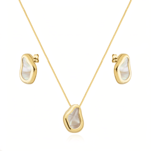Conjunto Dourado Formato Orgânico Madrepérola